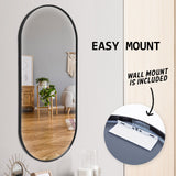NNEDSZ 2 Set Wall Mirror Oval Aluminum Frame Bathroom 45x100cm BLACK