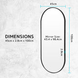 NNEDSZ 2 Set Wall Mirror Oval Aluminum Frame Bathroom 45x100cm BLACK