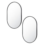 NNEDSZ 2 Set Wall Mirror Oval Aluminum Frame Bathroom 50x75cm BLACK