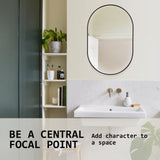 NNEDSZ 2 Set Wall Mirror Oval Aluminum Frame Bathroom 50x75cm BLACK