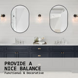 NNEDSZ 2 Set Wall Mirror Oval Aluminum Frame Bathroom 50x75cm BLACK