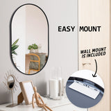NNEDSZ 2 Set Wall Mirror Oval Aluminum Frame Bathroom 50x75cm BLACK