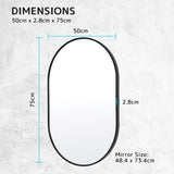 NNEDSZ 2 Set Wall Mirror Oval Aluminum Frame Bathroom 50x75cm BLACK