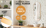 NNEDSZ Wall Mirror Oval Aluminum Frame Bathroom 45x100cm GOLD