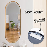 NNEDSZ Wall Mirror Oval Aluminum Frame Bathroom 45x100cm GOLD