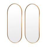 NNEDSZ 2 Set Wall Mirror Oval Aluminum Frame Bathroom 45x100cm GOLD