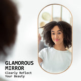 NNEDSZ 2 Set Wall Mirror Oval Aluminum Frame Bathroom 45x100cm GOLD