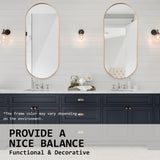 NNEDSZ 2 Set Wall Mirror Oval Aluminum Frame Bathroom 45x100cm GOLD