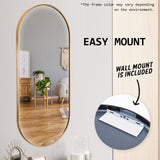 NNEDSZ 2 Set Wall Mirror Oval Aluminum Frame Bathroom 45x100cm GOLD