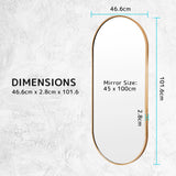 NNEDSZ 2 Set Wall Mirror Oval Aluminum Frame Bathroom 45x100cm GOLD