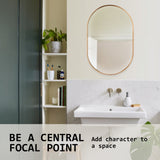 NNEDSZ Wall Mirror Oval Aluminum Frame Bathroom 50x75cm GOLD