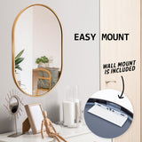 NNEDSZ Wall Mirror Oval Aluminum Frame Bathroom 50x75cm GOLD