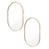 NNEDSZ 2 Set Wall Mirror Oval Aluminum Frame Bathroom 50x75cm GOLD
