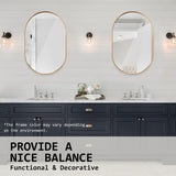 NNEDSZ 2 Set Wall Mirror Oval Aluminum Frame Bathroom 50x75cm GOLD