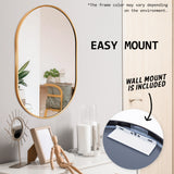 NNEDSZ 2 Set Wall Mirror Oval Aluminum Frame Bathroom 50x75cm GOLD