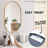 NNEDSZ 2 Set Wall Mirror Oval Aluminum Frame Bathroom 50x75cm GOLD