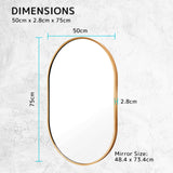 NNEDSZ 2 Set Wall Mirror Oval Aluminum Frame Bathroom 50x75cm GOLD