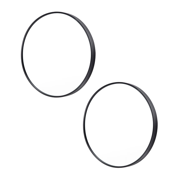 NNEDSZ 2 Set Wall Mirror Round Aluminum Frame Bathroom 50cm BLACK