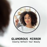 NNEDSZ 2 Set Wall Mirror Round Aluminum Frame Bathroom 50cm BLACK