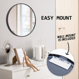 NNEDSZ 2 Set Wall Mirror Round Aluminum Frame Bathroom 50cm BLACK
