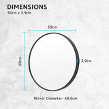 NNEDSZ 2 Set Wall Mirror Round Aluminum Frame Bathroom 50cm BLACK