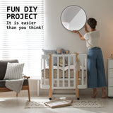 NNEDSZ 2 Set Wall Mirror Round Aluminum Frame Bathroom 50cm BLACK