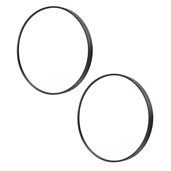 NNEDSZ 2 Set Wall Mirror Round Aluminum Frame Bathroom 60cm BLACK