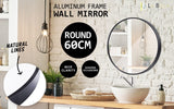 NNEDSZ 2 Set Wall Mirror Round Aluminum Frame Bathroom 60cm BLACK
