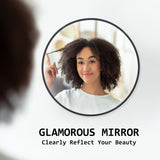 NNEDSZ 2 Set Wall Mirror Round Aluminum Frame Bathroom 60cm BLACK