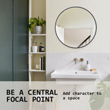 NNEDSZ 2 Set Wall Mirror Round Aluminum Frame Bathroom 60cm BLACK