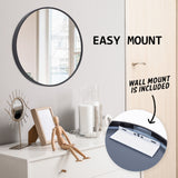 NNEDSZ 2 Set Wall Mirror Round Aluminum Frame Bathroom 60cm BLACK