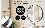 NNEDSZ Wall Mirror Round Aluminum Frame Bathroom 70cm BLACK