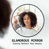 NNEDSZ Wall Mirror Round Aluminum Frame Bathroom 70cm BLACK