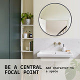 NNEDSZ Wall Mirror Round Aluminum Frame Bathroom 70cm BLACK
