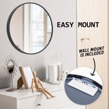 NNEDSZ Wall Mirror Round Aluminum Frame Bathroom 70cm BLACK