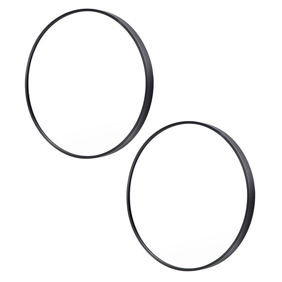 NNEDSZ 2 Set Wall Mirror Round Aluminum Frame Bathroom 70cm BLACK