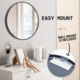 NNEDSZ 2 Set Wall Mirror Round Aluminum Frame Bathroom 70cm BLACK