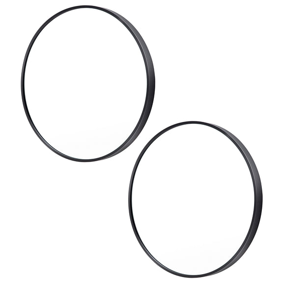 NNEDSZ 2 Set Wall Mirror Round Aluminum Frame Bathroom 80cm BLACK