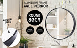 NNEDSZ 2 Set Wall Mirror Round Aluminum Frame Bathroom 80cm BLACK