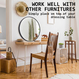 NNEDSZ 2 Set Wall Mirror Round Aluminum Frame Bathroom 80cm BLACK