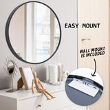 NNEDSZ 2 Set Wall Mirror Round Aluminum Frame Bathroom 80cm BLACK