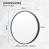 NNEDSZ 2 Set Wall Mirror Round Aluminum Frame Bathroom 80cm BLACK