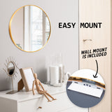 NNEDSZ Wall Mirror Round Aluminum Frame Bathroom 50cm GOLD