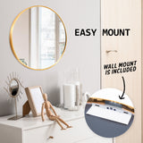 NNEDSZ Wall Mirror Round Aluminum Frame Bathroom 60cm GOLD