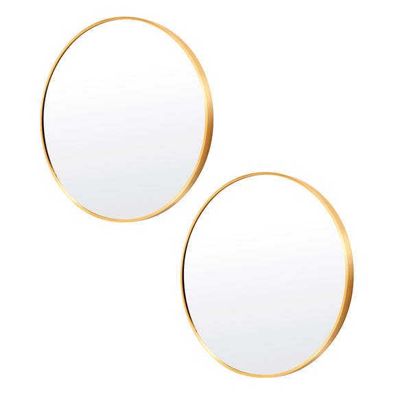 NNEDSZ 2 Set Wall Mirror Round Aluminum Frame Bathroom 60cm GOLD