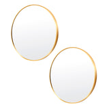 NNEDSZ 2 Set Wall Mirror Round Aluminum Frame Bathroom 60cm GOLD