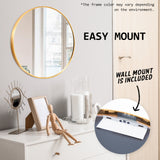 NNEDSZ 2 Set Wall Mirror Round Aluminum Frame Bathroom 60cm GOLD