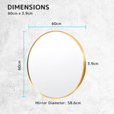 NNEDSZ 2 Set Wall Mirror Round Aluminum Frame Bathroom 60cm GOLD