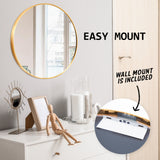 NNEDSZ Wall Mirror Round Aluminum Frame Bathroom 70cm GOLD