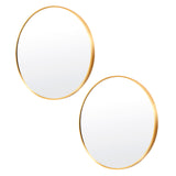 NNEDSZ 2 Set Wall Mirror Round Aluminum Frame Bathroom 70cm GOLD